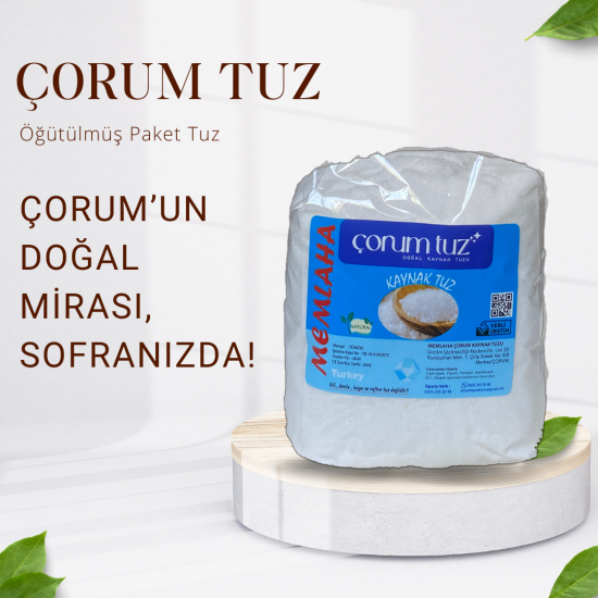 Çorum Memlaha Çorum Tuzu Doğal Kaynak Tuz Öğütülmüş 600g Paket